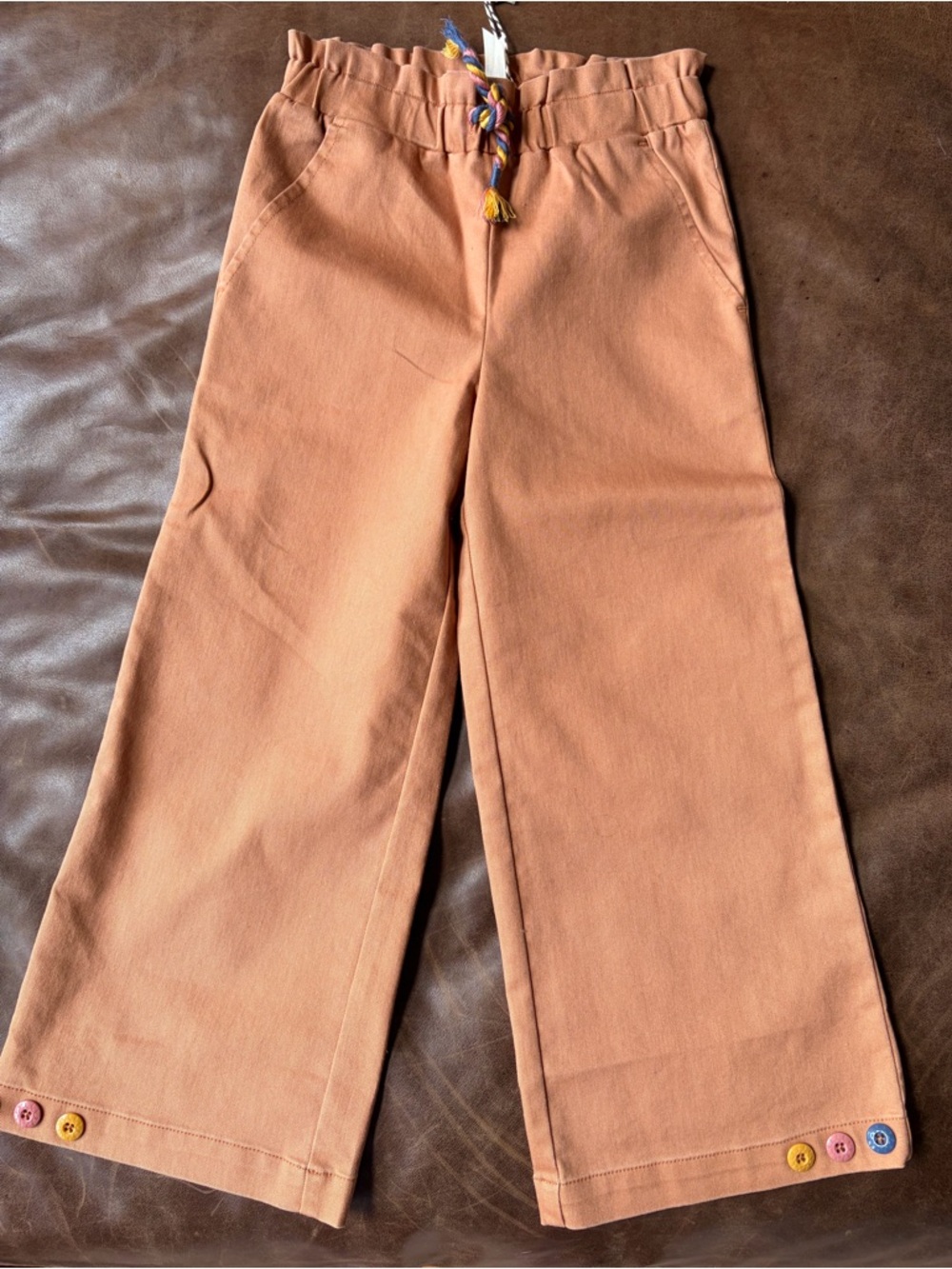 Matilda Jane Girls Rust Wide-Leg Pants with Multicolor Drawstring